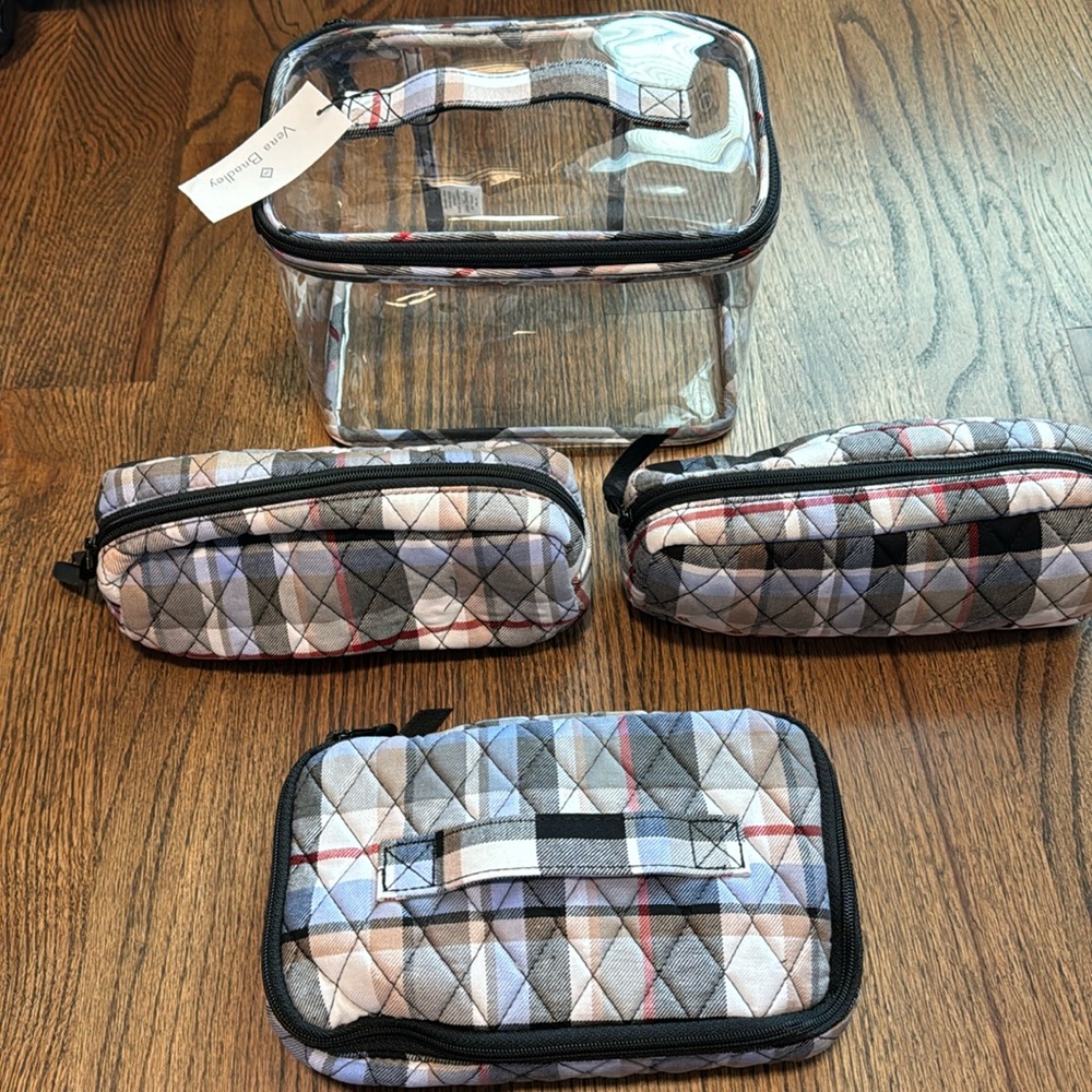 Vera Bradley 4pc Cosmetic Organizer in Perfectly Plaid